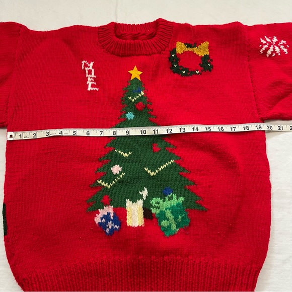 Vintage Ugly Christmas Sweater Santa’s Sleigh Reindeer Christmas Tree Ha… - Picture 9 of 10